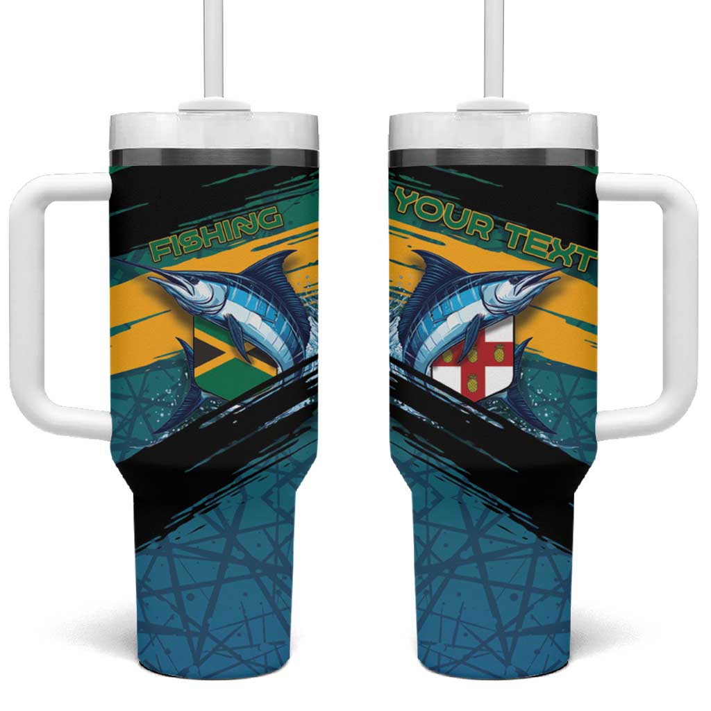 Personalized Afro-Jamaicans Fishing Tumbler With Handle Blue Marlin Fish