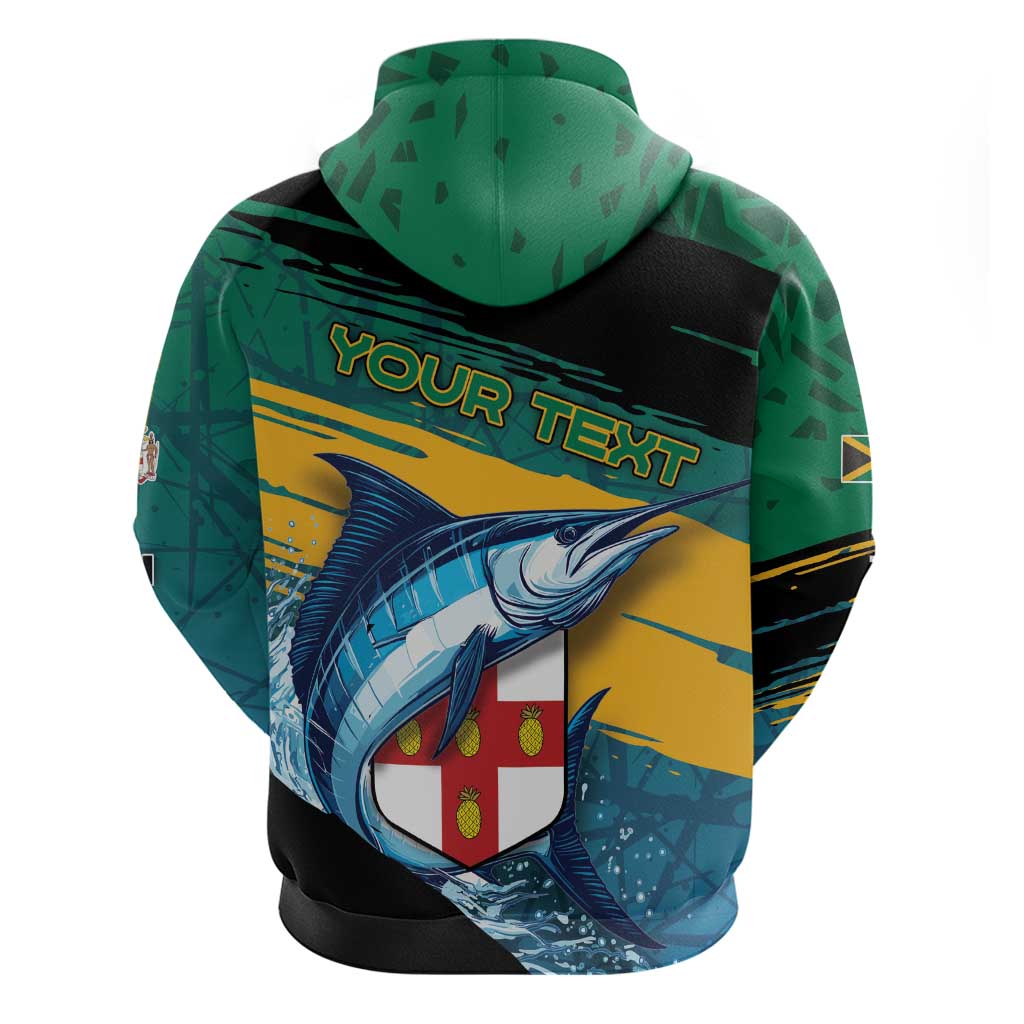 Personalized Afro-Jamaicans Fishing Zip Hoodie Blue Marlin Fish
