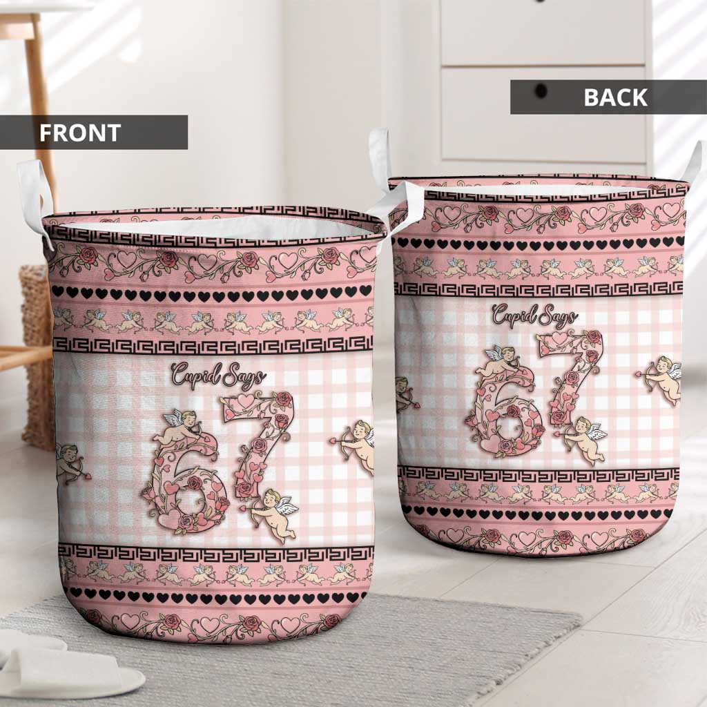 67 Valentine's Day Laundry Basket Vintage Rose And Cupid