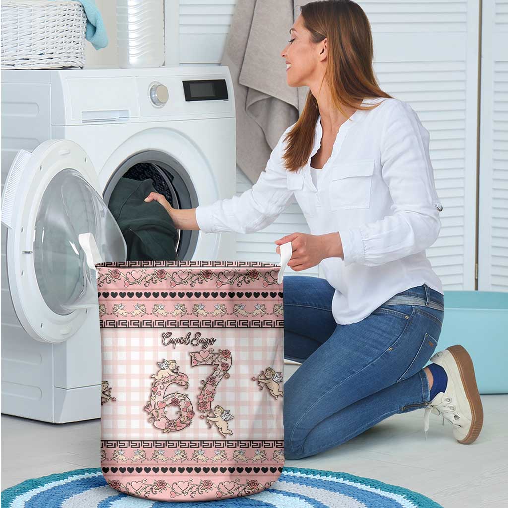 67 Valentine's Day Laundry Basket Vintage Rose And Cupid