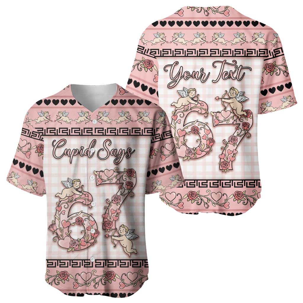Personalized 67 Valentine's Day Baseball Jersey Vintage Rose And Cupid