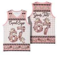 Personalized 67 Valentine's Day Basketball Jersey Vintage Rose And Cupid
