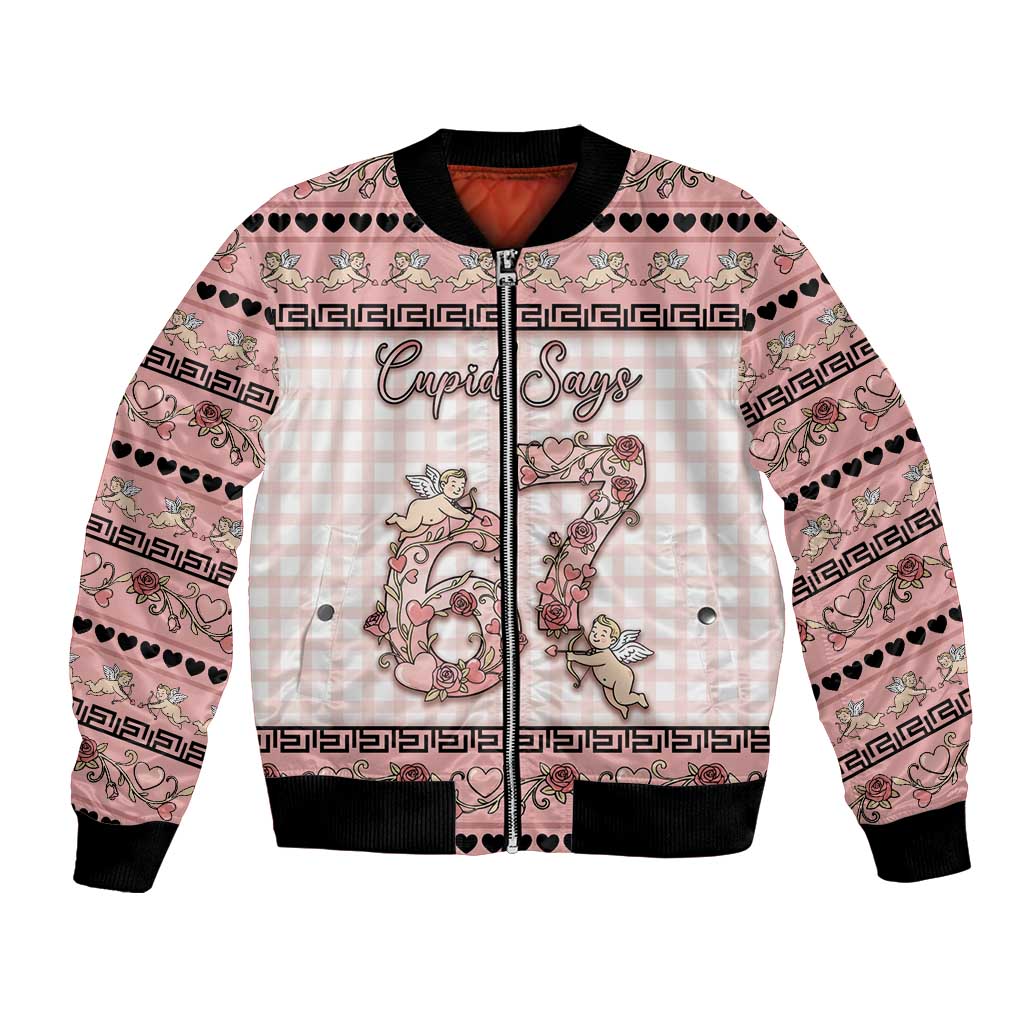 Personalized 67 Valentine's Day Bomber Jacket Vintage Rose And Cupid
