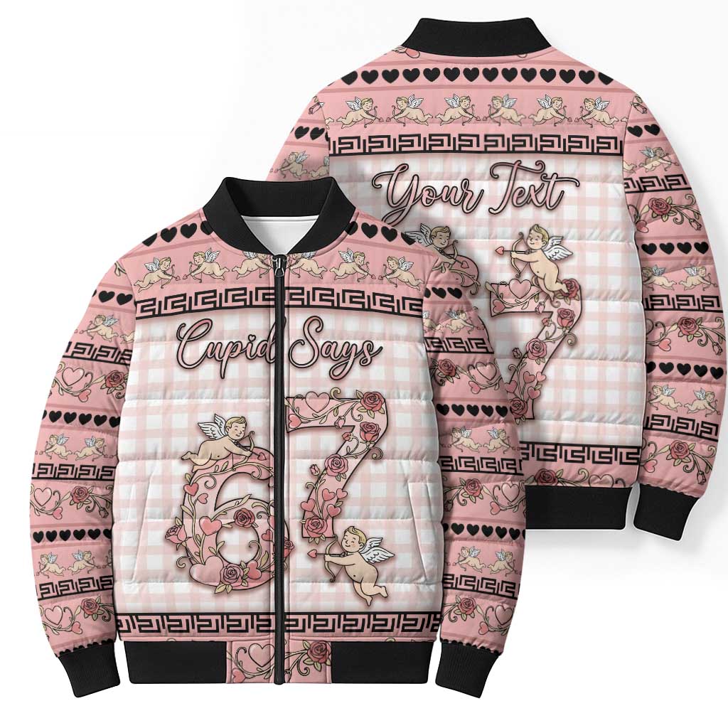 Personalized 67 Valentine's Day Bomber Puffer Jacket Vintage Rose And Cupid