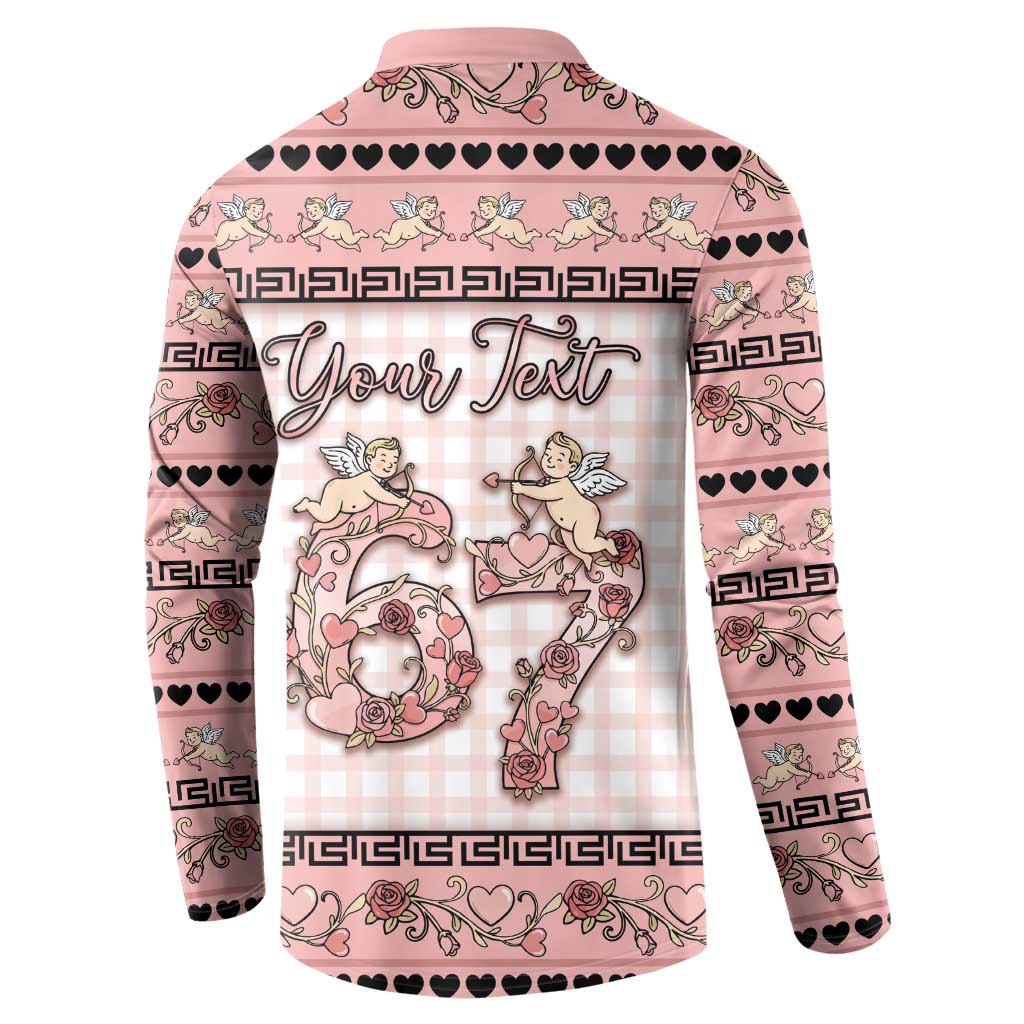 Personalized 67 Valentine's Day Button Sweatshirt Vintage Rose And Cupid