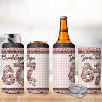 Personalized 67 Valentine's Day 4 in 1 Can Cooler Tumbler Vintage Rose And Cupid