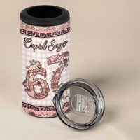 Personalized 67 Valentine's Day 4 in 1 Can Cooler Tumbler Vintage Rose And Cupid