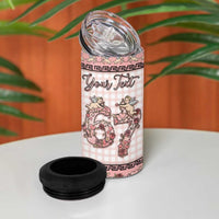 Personalized 67 Valentine's Day 4 in 1 Can Cooler Tumbler Vintage Rose And Cupid