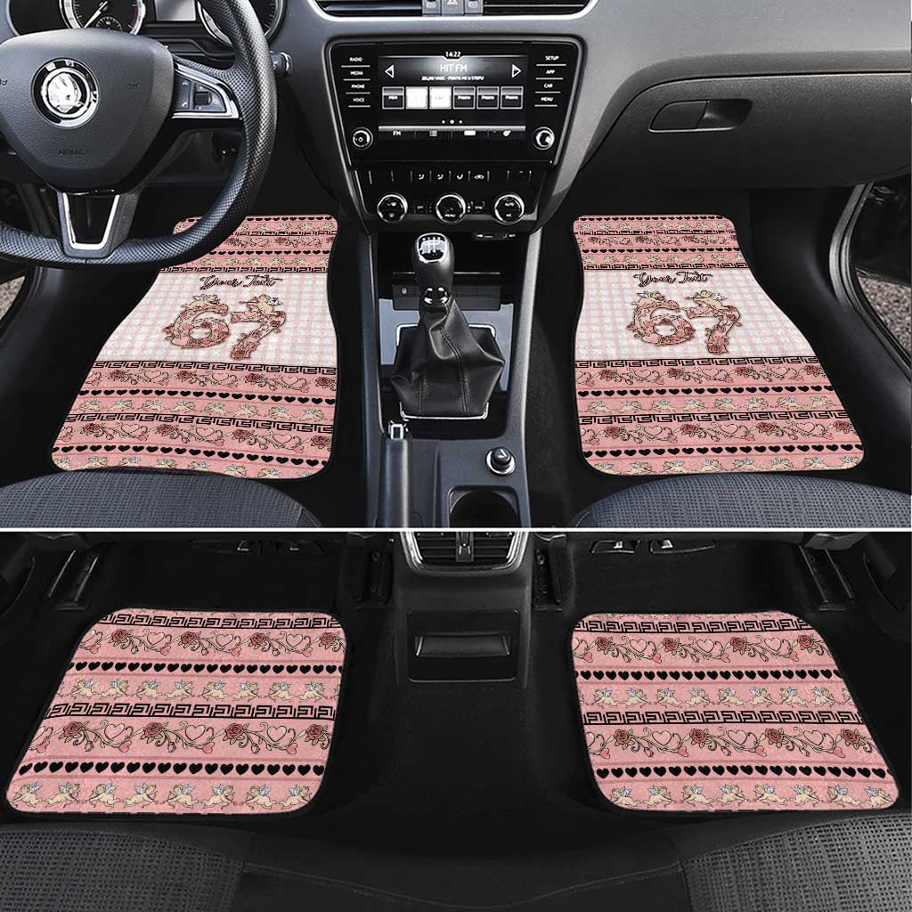 Personalized 67 Valentine's Day Car Mats Vintage Rose And Cupid