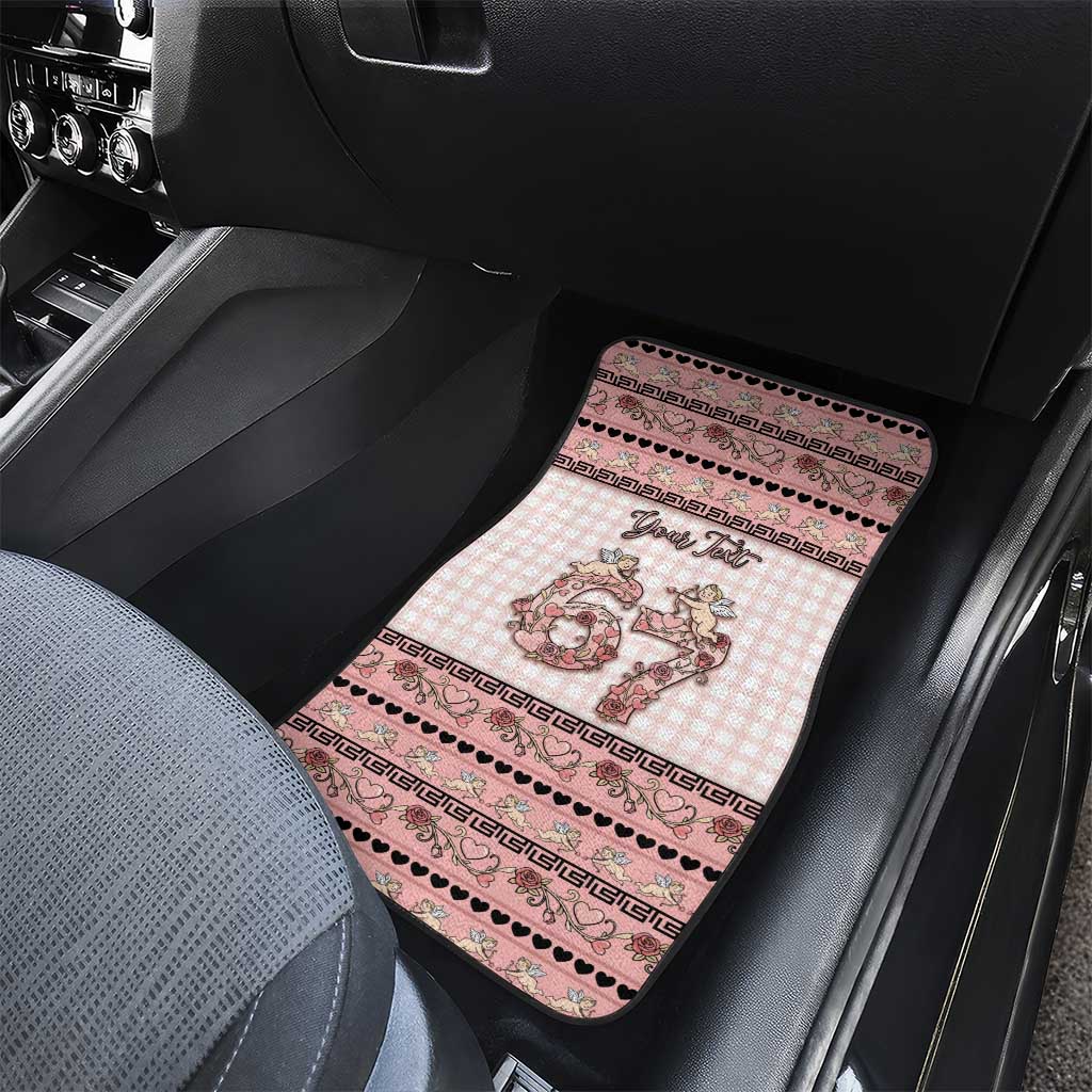 Personalized 67 Valentine's Day Car Mats Vintage Rose And Cupid