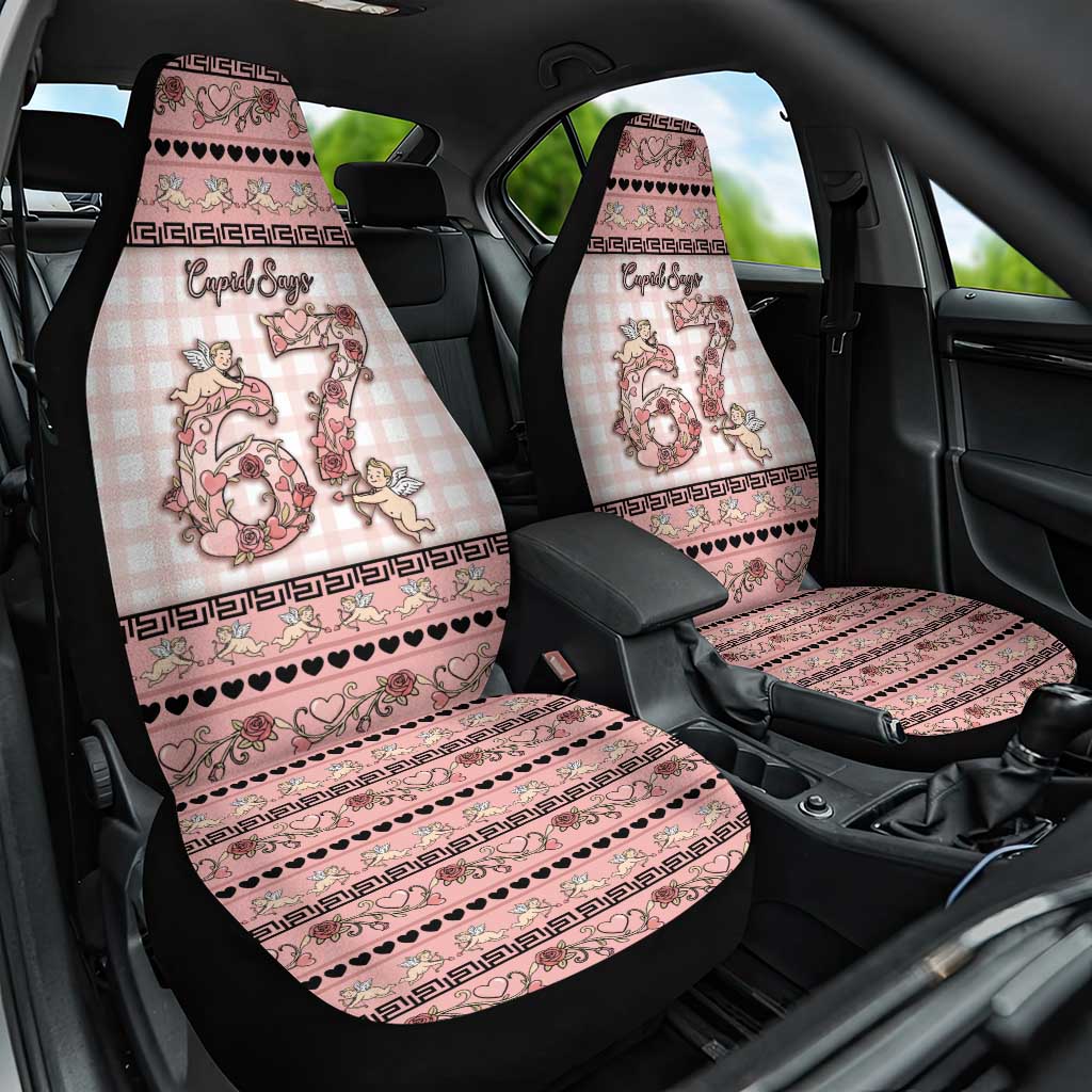67 Valentine's Day Car Seat Cover Vintage Rose And Cupid
