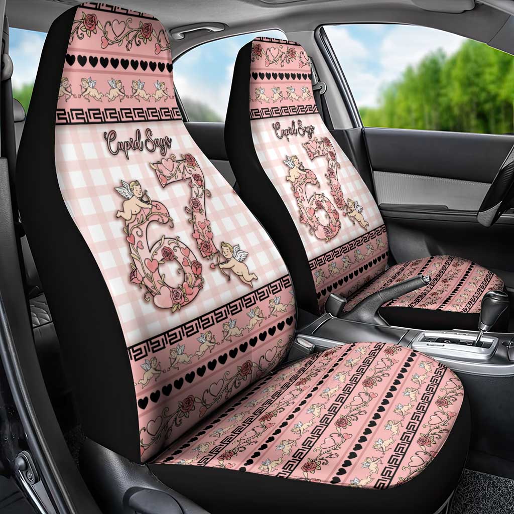 67 Valentine's Day Car Seat Cover Vintage Rose And Cupid