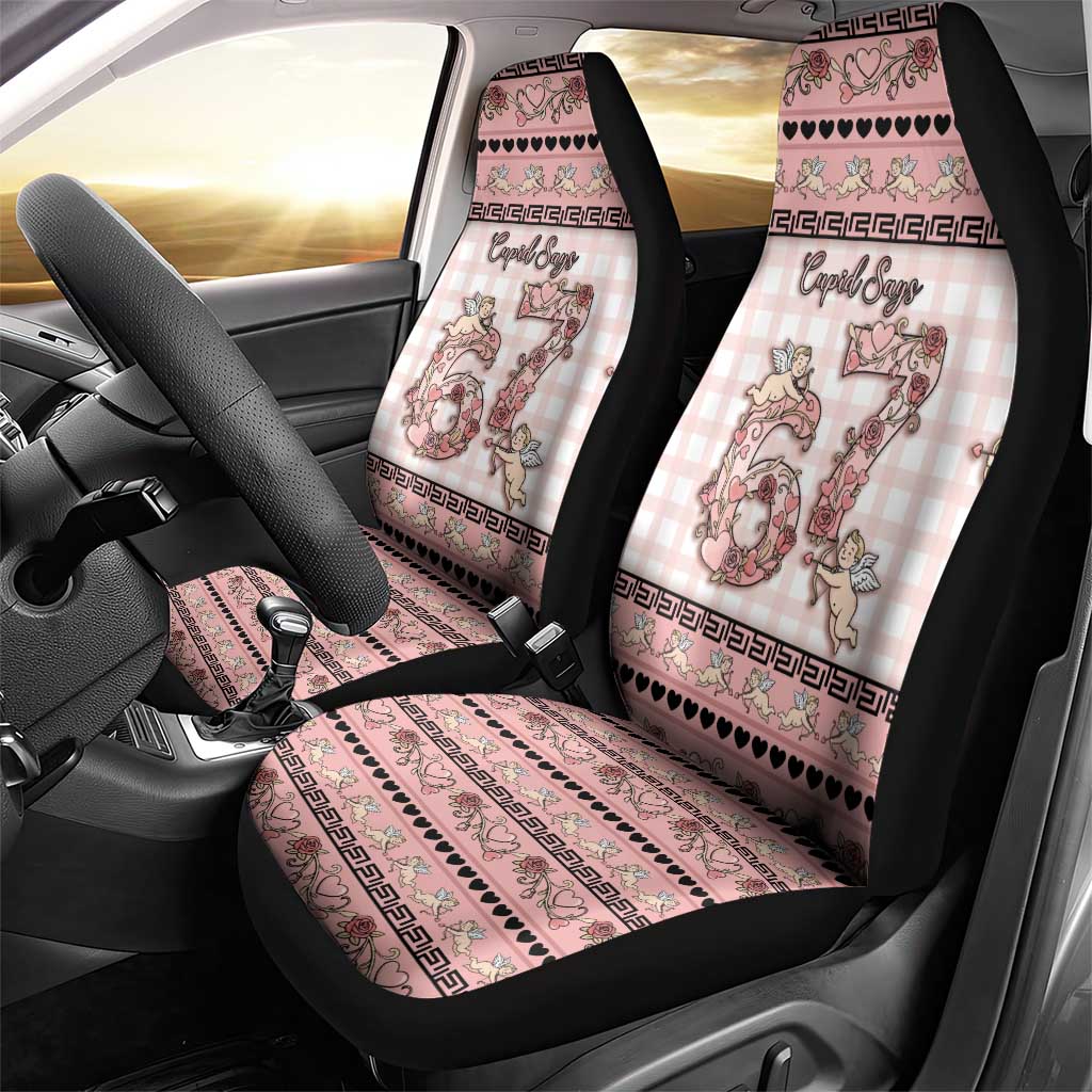 67 Valentine's Day Car Seat Cover Vintage Rose And Cupid