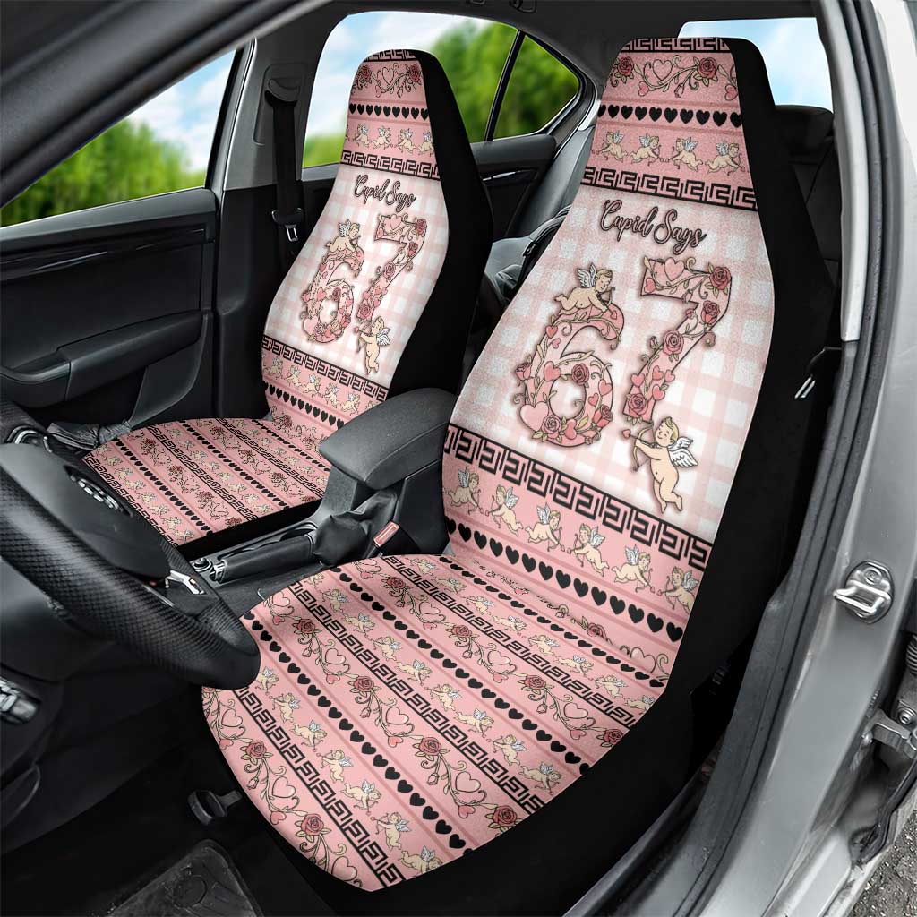 67 Valentine's Day Car Seat Cover Vintage Rose And Cupid