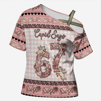 Personalized 67 Valentine's Day Cross Shoulder Shirt Vintage Rose And Cupid