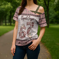 Personalized 67 Valentine's Day Cross Shoulder Shirt Vintage Rose And Cupid