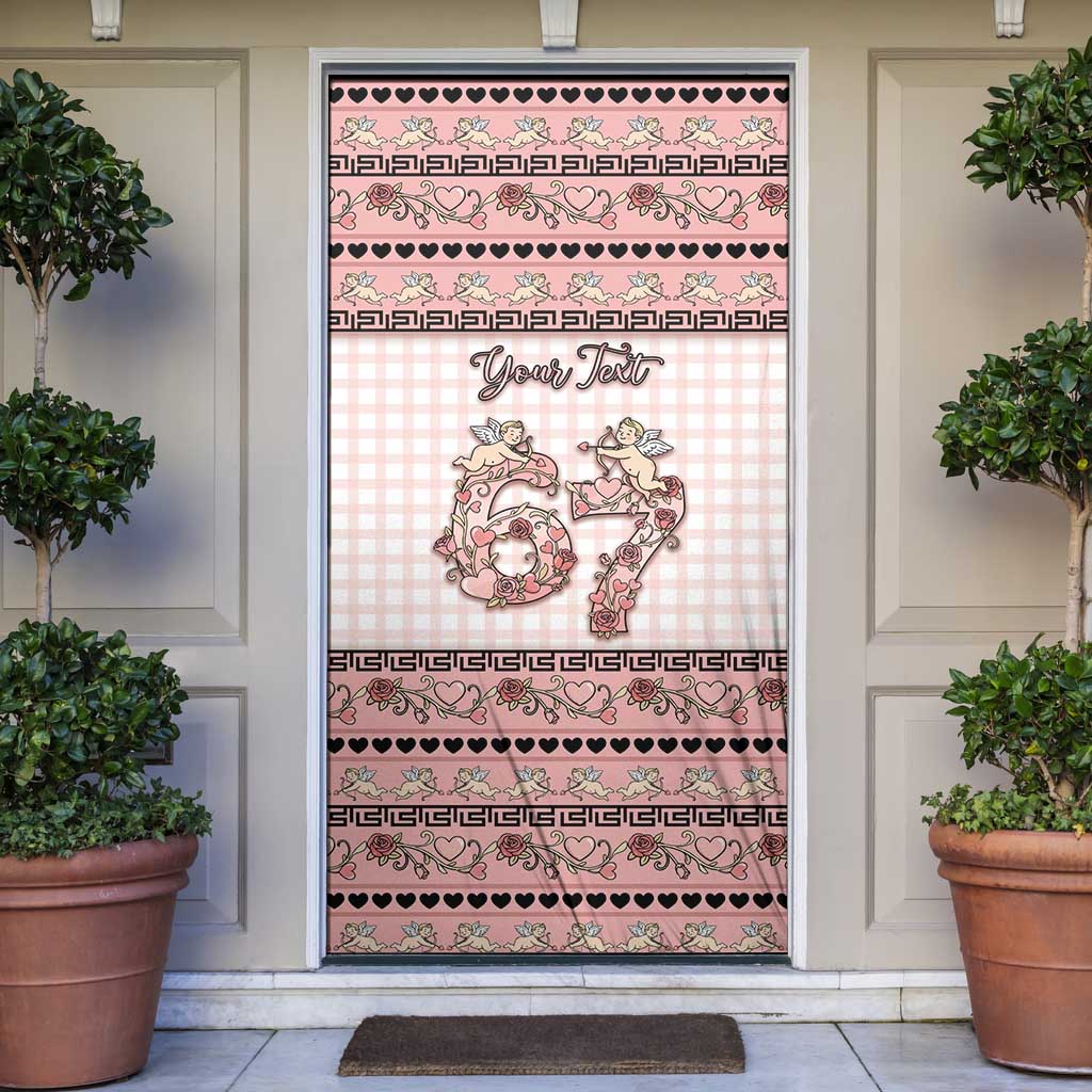 Personalized 67 Valentine's Day Door Cover Vintage Rose And Cupid
