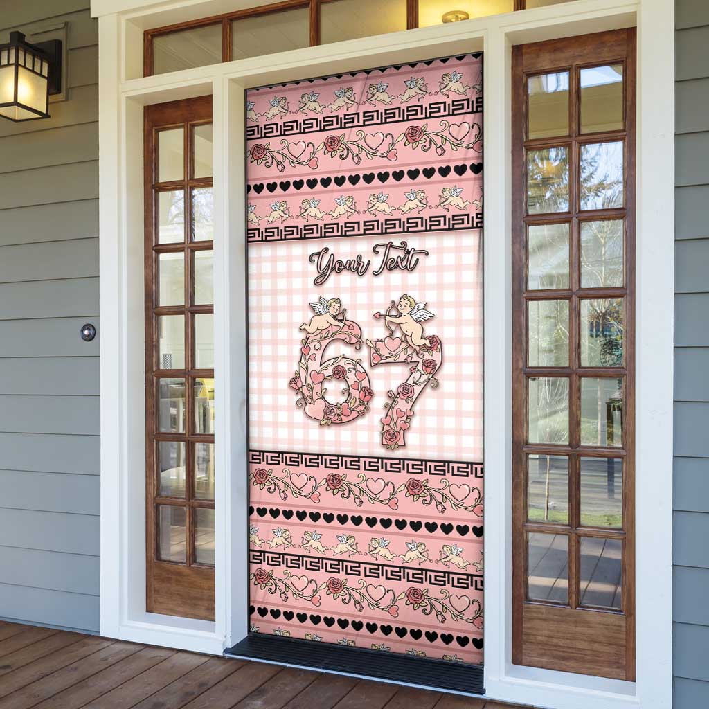 Personalized 67 Valentine's Day Door Cover Vintage Rose And Cupid