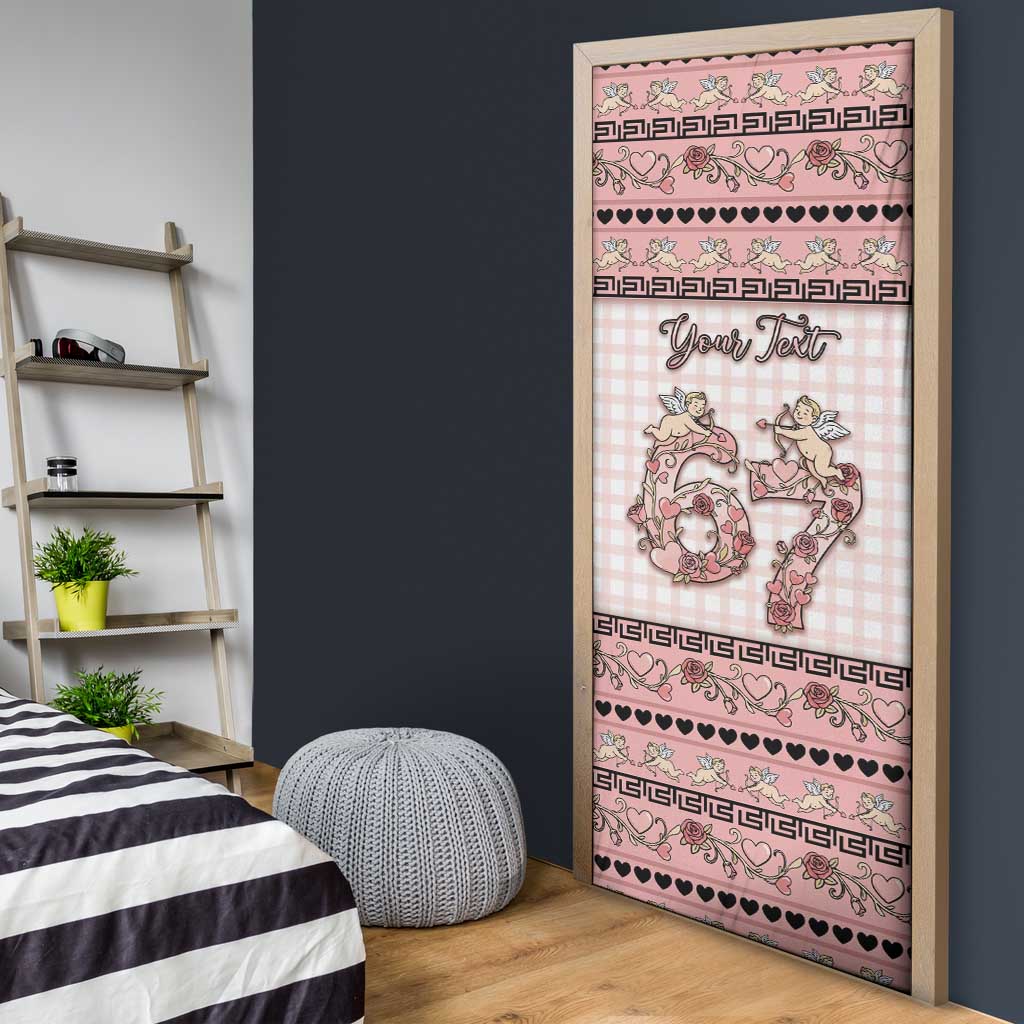 Personalized 67 Valentine's Day Door Cover Vintage Rose And Cupid