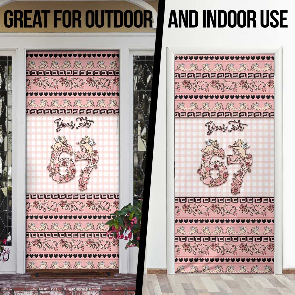 Personalized 67 Valentine's Day Door Cover Vintage Rose And Cupid