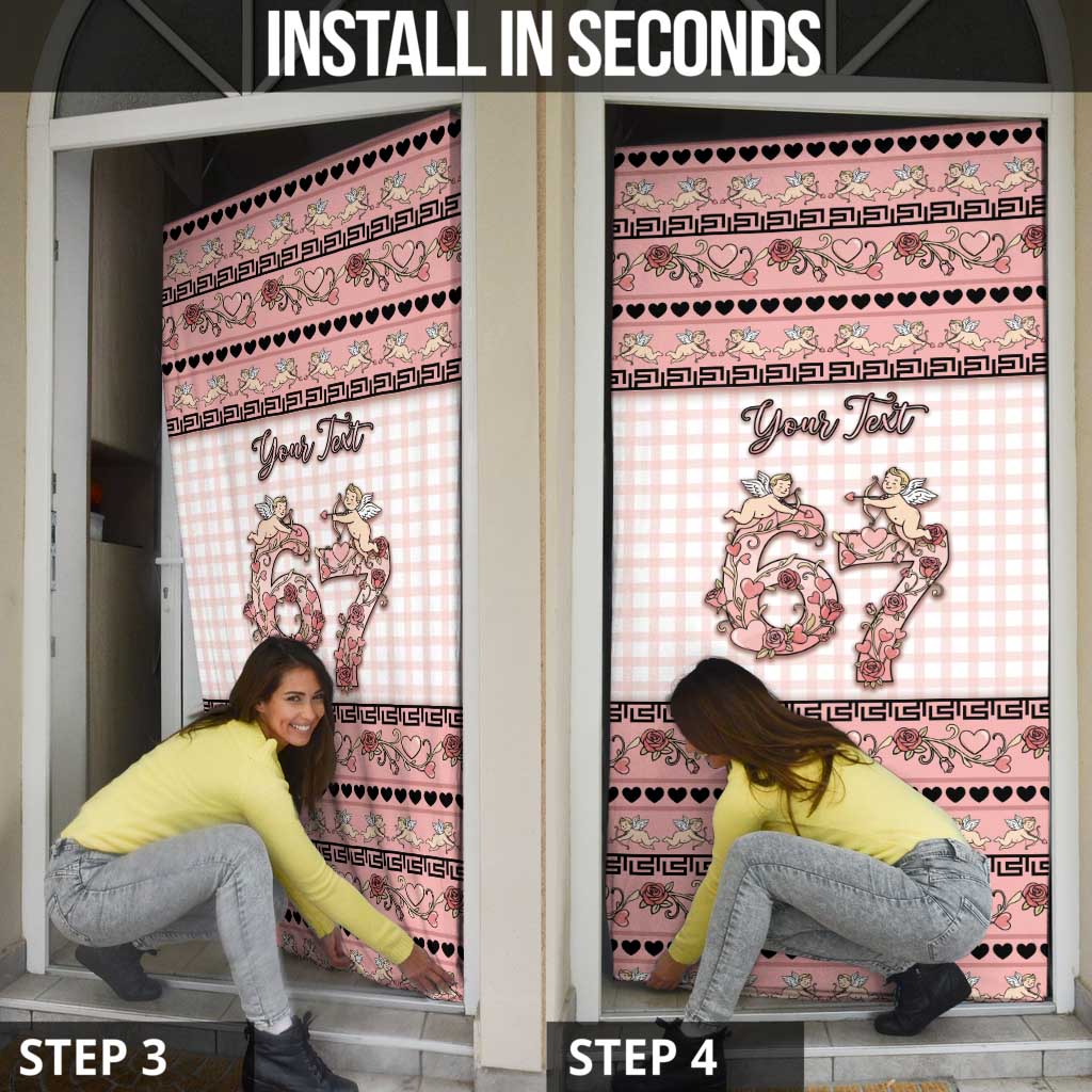 Personalized 67 Valentine's Day Door Cover Vintage Rose And Cupid