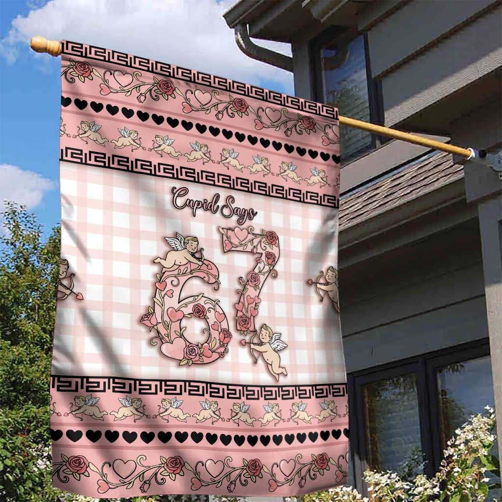 67 Valentine's Day Garden Flag Vintage Rose And Cupid