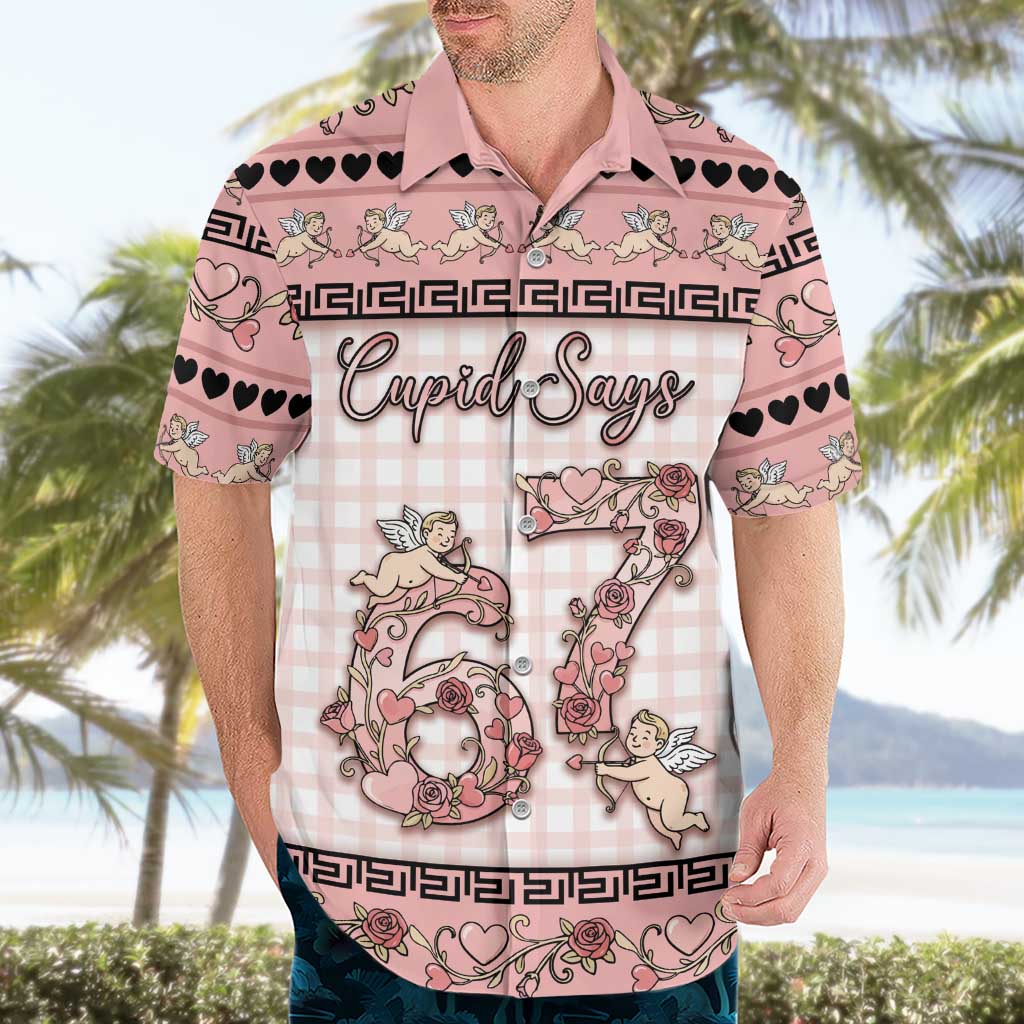 Personalized 67 Valentine's Day Hawaiian Shirt Vintage Rose And Cupid