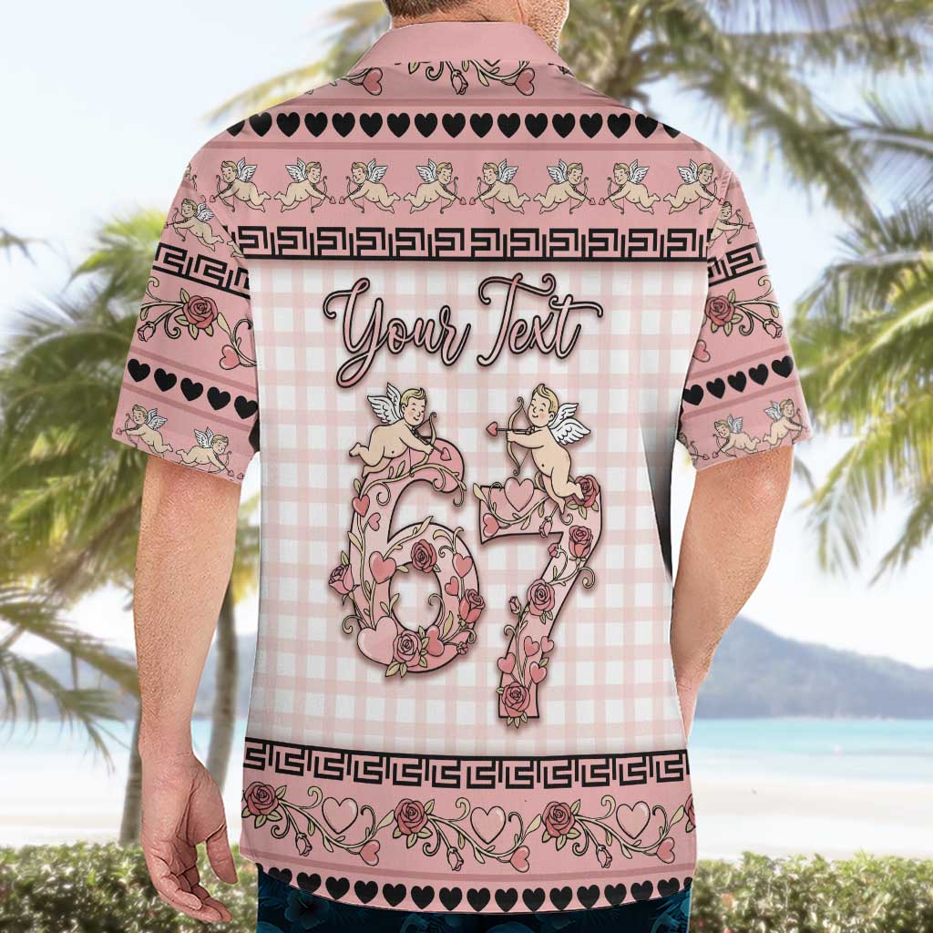 Personalized 67 Valentine's Day Hawaiian Shirt Vintage Rose And Cupid