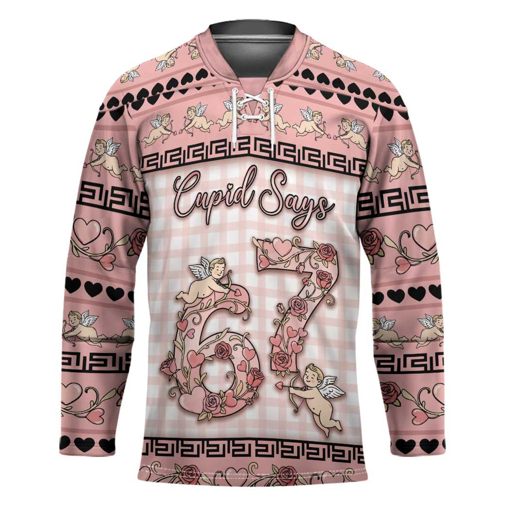 Personalized 67 Valentine's Day Hockey Jersey Vintage Rose And Cupid