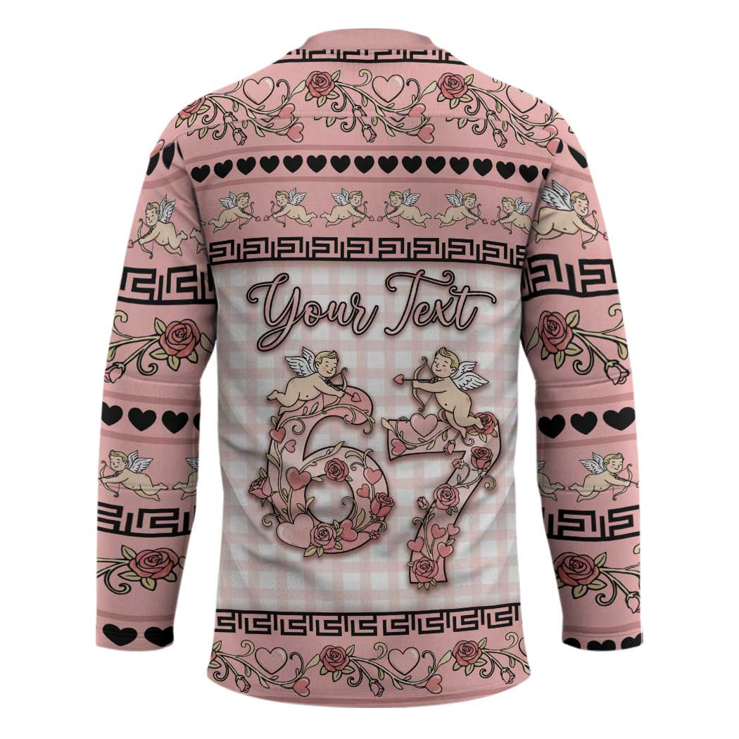 Personalized 67 Valentine's Day Hockey Jersey Vintage Rose And Cupid