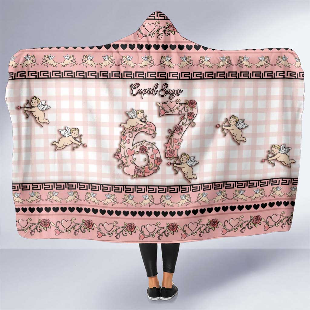 67 Valentine's Day Hooded Blanket Vintage Rose And Cupid