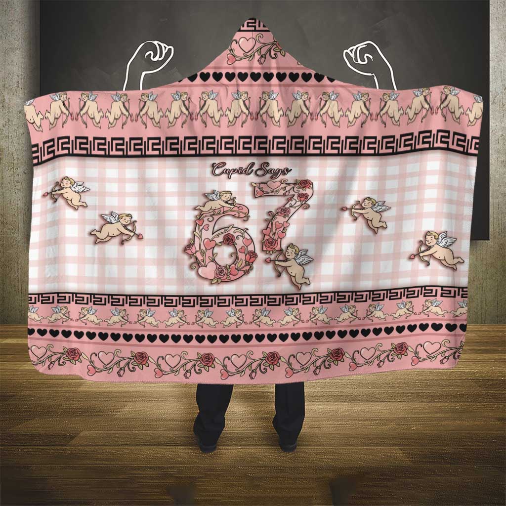 67 Valentine's Day Hooded Blanket Vintage Rose And Cupid