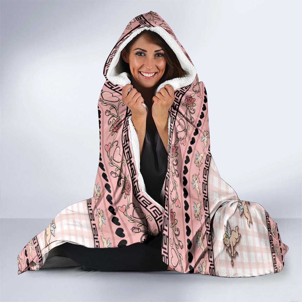 67 Valentine's Day Hooded Blanket Vintage Rose And Cupid