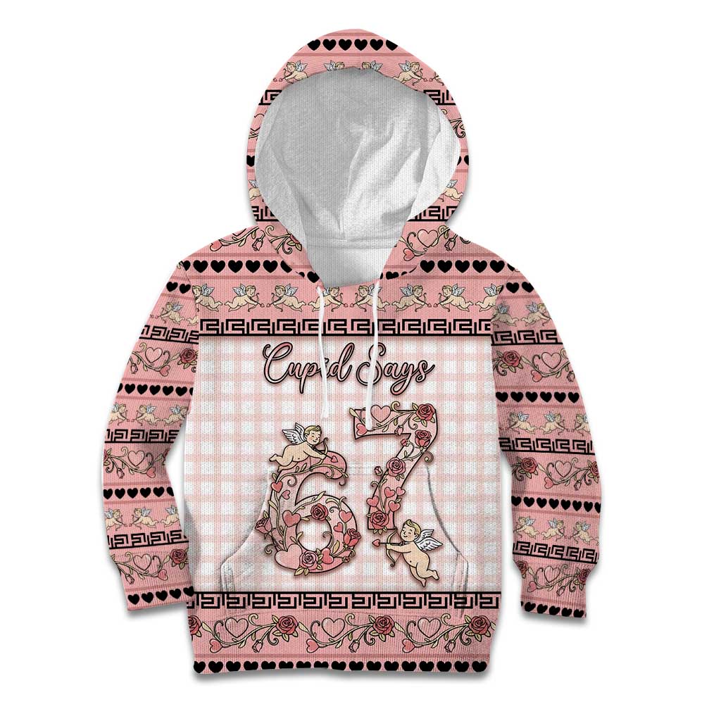 Personalized 67 Valentine's Day Kid Hoodie Vintage Rose And Cupid
