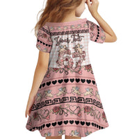 Personalized 67 Valentine's Day Kid Short Sleeve Dress Vintage Rose And Cupid