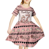 Personalized 67 Valentine's Day Kid Short Sleeve Dress Vintage Rose And Cupid