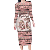 Personalized 67 Valentine's Day Long Sleeve Bodycon Dress Vintage Rose And Cupid