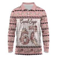 Personalized 67 Valentine's Day Long Sleeve Polo Shirt Vintage Rose And Cupid