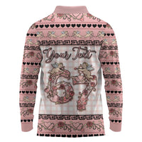 Personalized 67 Valentine's Day Long Sleeve Polo Shirt Vintage Rose And Cupid