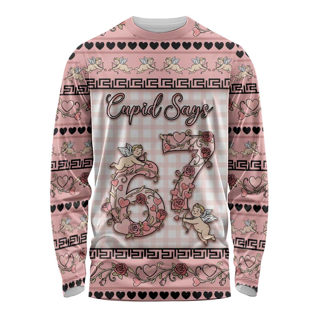 Personalized 67 Valentine's Day Long Sleeve Shirt Vintage Rose And Cupid