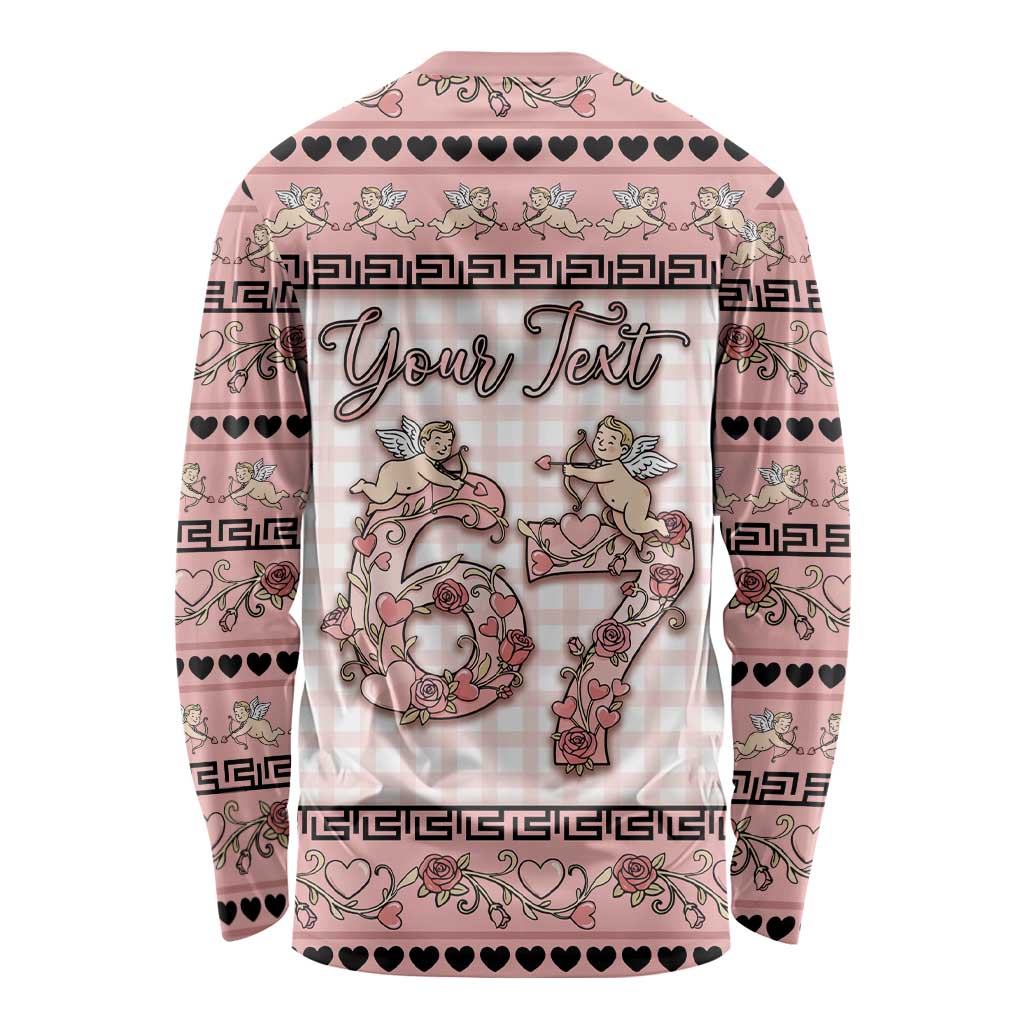 Personalized 67 Valentine's Day Long Sleeve Shirt Vintage Rose And Cupid
