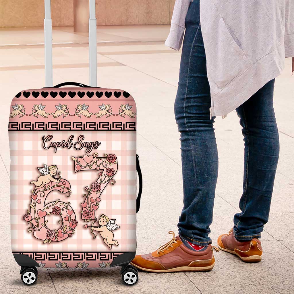 67 Valentine's Day Luggage Cover Vintage Rose And Cupid