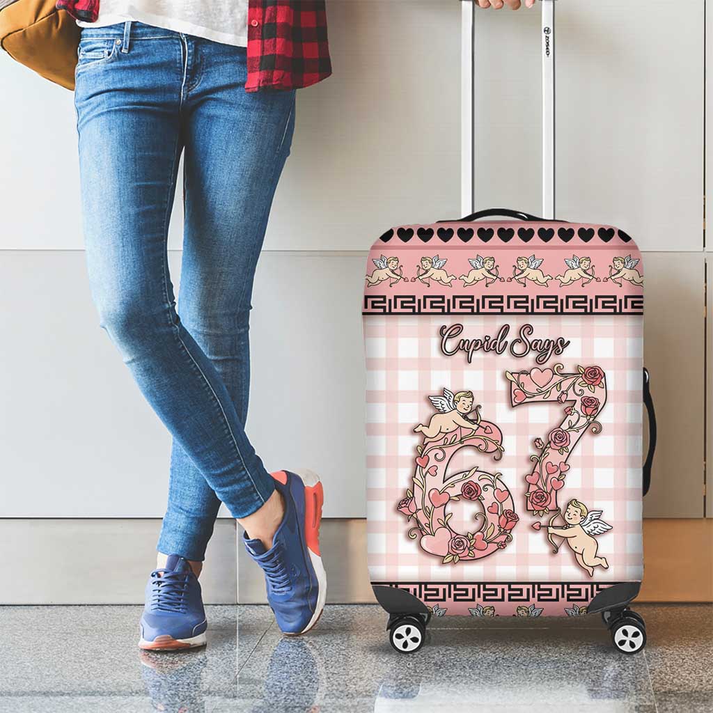 67 Valentine's Day Luggage Cover Vintage Rose And Cupid