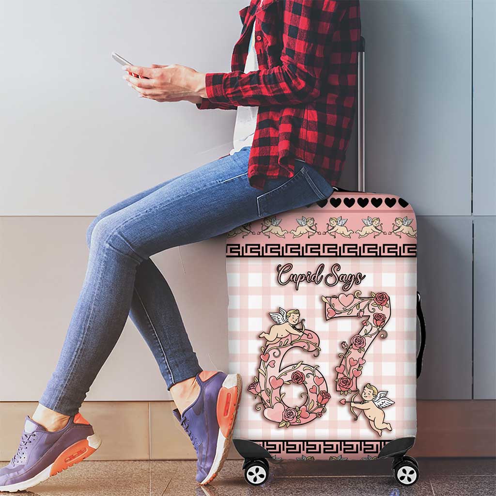 67 Valentine's Day Luggage Cover Vintage Rose And Cupid