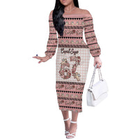 Personalized 67 Valentine's Day Off The Shoulder Long Sleeve Dress Vintage Rose And Cupid