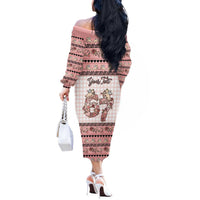 Personalized 67 Valentine's Day Off The Shoulder Long Sleeve Dress Vintage Rose And Cupid