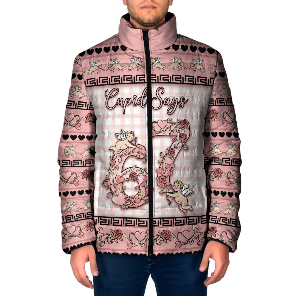 Personalized 67 Valentine's Day Padded Jacket Vintage Rose And Cupid