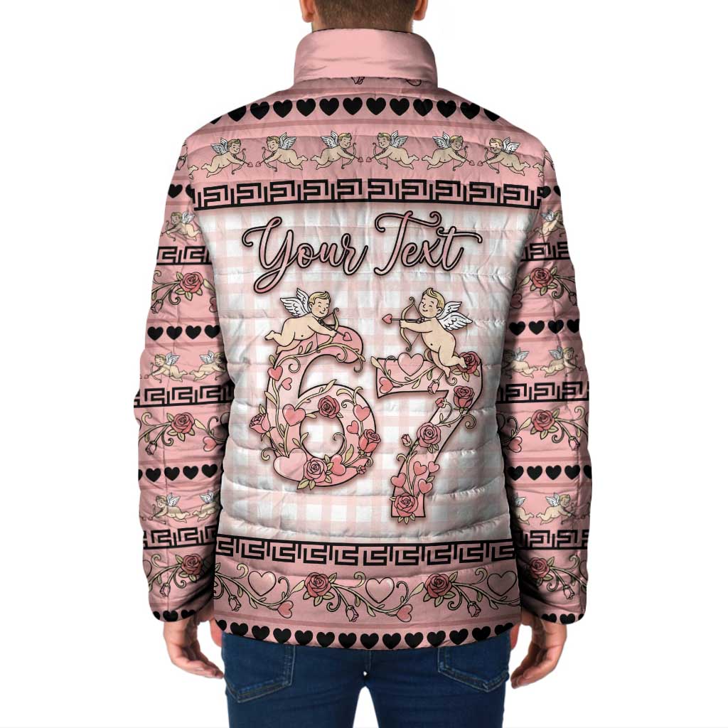 Personalized 67 Valentine's Day Padded Jacket Vintage Rose And Cupid