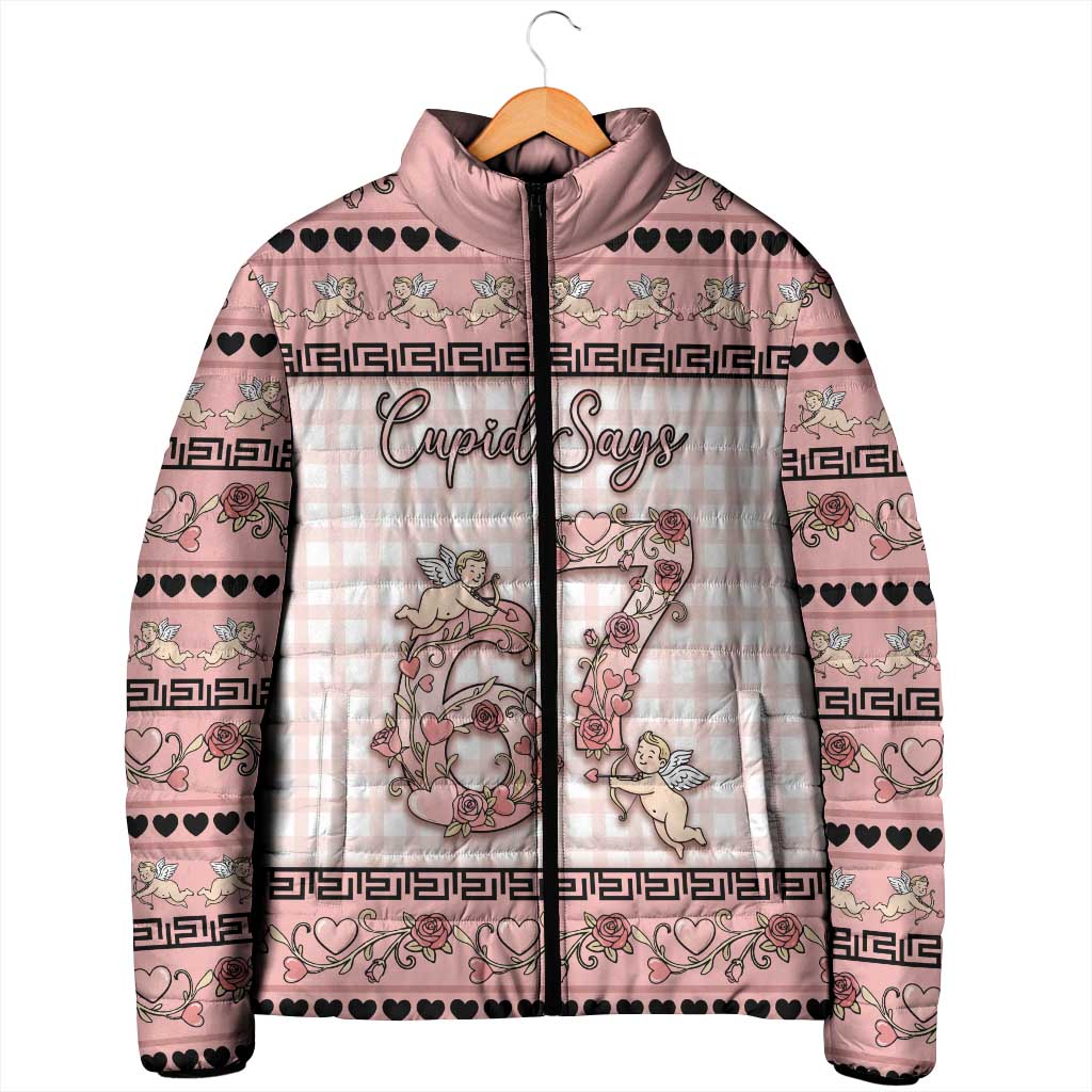 Personalized 67 Valentine's Day Padded Jacket Vintage Rose And Cupid