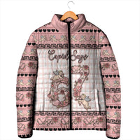 Personalized 67 Valentine's Day Padded Jacket Vintage Rose And Cupid